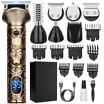 YIDON Hair Clippers Men, Beard Trimmer Professional, Cordless Shavers for Men, Detailer Hair Trimmer Come LED and Type-C, 6 in 1 Grooming Barber Kit for Personal Haircut, Beard, Body, Stubble, Nose