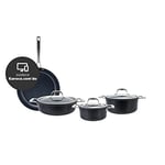 Karaca Biodiamond Pro 7-Piece Induction Cookware Set - Non-Stick Pots and Pans Set, 3 Pots with 3 Glass Lids&1 Frying Pan, PFOA Free, Anti-Scratch,Dishwasher-Safe, Induction Pot and Pan Set, Black