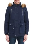 Orolay Parka D'hiver pour Homme Manteau Chaud en Fausse Fourrure avec Capuche Amovible Marine XL