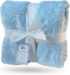 Luxury Boy Super Soft Fleece Baby Blanket Embossed for Car Seat, Cot, Pram,