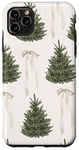 Coque pour iPhone 11 Pro Max Nœud en ruban beige esthétique avec motif sapin de Noël