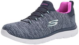 Skechers Femme Sneakers Basket, Bleu Marine, Rose Vif, 38 EU