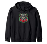 Roses Flowers York Chocolate Cat Zip Hoodie