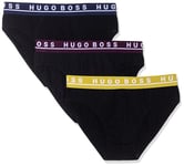 Hugo Boss Men's 3-Pack Classic Regular Fit Stretch Briefs Underwear, Raven Black/Raven Black/Raven Black, Large