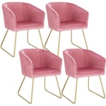 Lot de 4 Chaise de Salle à Manger WOLTU, Siège en Velours, Chaise de Cuisine Pieds en métal doré fauteuil de Salon, Rose