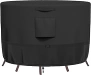 housse de meuble ronde,Housse pour table ronde et chaises en tissu Oxford 600D très résistant,Housse Table de Jardin Ronde extérieur Noir Résistant et à la pluie Résistant aux déchirures UV,128×80cm