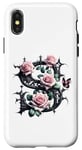 Coque pour iPhone X/XS Letter S Initial Floral Monogram Rose Pink Flower Butterfly