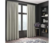 Curtains Faux Silk, Thermal Insulated, 3 Pass 100% Blackout Pencil Pleat Curtains (Lightest Cream, 66 x 54 inch 168 x 137 cm)