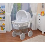 Waldin - Landau/berceau bébé complet avec équipement:blanc, Cadre/roues peintes en gris