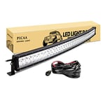 PICAA Led Barre Lumineuse 42 pouces 104CM 240W incurvé Rampe a led barre de led Combo Faisceau de Spot D'inondation 12V 24V hors route Voiture Véhicules 4x4 SUV ATV Camion Tracteur de cablage