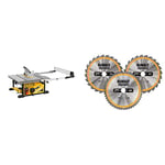 DEWALT Scie sur Table Filaire 2000W, DWE7492-QS + Set de 3 Lames de Scie Circulaire, Argent, DT1963-QZ