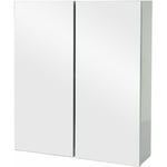 HHG - jamais utilisé] Armoire à glace 807b, armoire de salle de bain suspendue, 2 étagères haute brillance MVG-certifié 70x60x16cm, gris