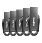 5 x Clé USB SanDisk Ultra Curve 32Go USB 3.2 Gen1 100MB/s SDCZ550-032G-G46 Flash Drive (paquet de cinq)