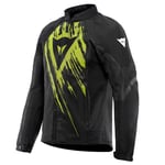 DAINESE - Air Graphics Tex Jacket, Veste de Moto Été, Ventilée et Légère, avec Protections Douces sur les Epaules et les Coudes, Homme, Noir/Jaune Fluo Tarmac, 52