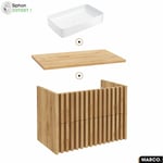 Otitec - Ensemble meuble sous vasque avec vasque à poser - Siphon offert marco oak 80 x 56 x 45 cm