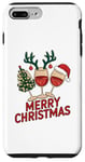 Coque pour iPhone 7 Plus/8 Plus Verres à vin rouge décorés en verre de Noël