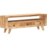 The Living Store - Meuble tv 117x30x41 cm Bois de manguier massif brut Brun