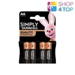 4 Simply by Duracell AA Alkaline Batteries LR6 MN1500 Stilo 1.5V 4BL ED 2026 New