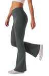 Glacspyg Yoga Pantalons Femme Taille Haute évasée Entraînement Abdominal Stretch Casual Running Pantalons Gris 2XL