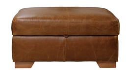 Habitat Eton Leather Storage Ottoman Footstool - Tan