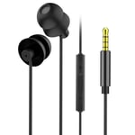 Casques HiFi HD Réduction du Bruit Sonore Demi-Intra-auriculaire 3,5 mm Controle Filaire écouteurs Stéréo Casque avec Micro,Noir