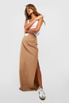 Contrast Waistband Split Front Maxi Skirt