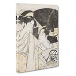 Big Box Art Fan Vendor by Kitagawa Utamaro Painting Canvas Wall Art Framed Picture Print, 30 x 20 Inch (76 x 50 cm), White, Brown, Grey, Black