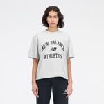 New Balance T-Shirt Athletics Varsity Boxy - Grå Dam, storlek Large