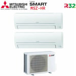 mitsubishi electric climatiseur split double série smart msz-hr 12+15 avec mxz-3ha50vf r-32 wi-fi en option 12000+15000