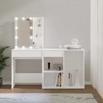 Coiffeuse � LED avec armoire Blanc Bois d'ing�nierie