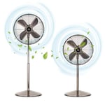 UFESA Michigan Ventilateur sur Pied Oscillant, 50W, 3 Vitesses, Réglable en Hauteur, 4 Pales 40cm, Design Métallisé