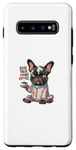 Coque pour Galaxy S10+ Less Talk More Coffee Bouledogue français amusant et mignon graphique