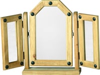 Corona Distressed Light Waxed Solid Pine  Triple Mirror Vanity