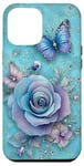 Coque pour iPhone 15 Plus Adorable rose turquoise et papillon avec étoiles et papillons