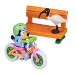 Bluey's Bicycle Playset; Official 2.5-3 inch Collectable Bluey Action Figure Including Bluey's Bike, Helmet, Bench and Bin Chicken Accessories