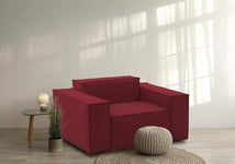 Talamo Italia - Fauteuil Emanuela, Fauteuil de salon, 100% Made in Italy, Fauteuil relaxant en tissu rembourré, 140x95h70 cm, Rouge