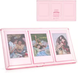 Ca E Photo 3 En 1 Avec Trois Ouvertures 2X3 Pouces - Mini Ca E Photo - Affichage Photo Transparent Compatible Avec Le Film /Polaroid Instax - Rose