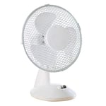 Daewoo COL1062 9-Inch Table Fan, Portable Desk Fan for Home/Office, 2 Speed Settings & Easy-To-Use Key Switch - White