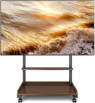 Support TV sur Pied pour Téléviseur de 40-86 Pouce Ecran LED LCD Plasma, Support TV roulettes avec Socle en Bois Réglable en Hauteur Chariot TV avec Étagère Jusqu 'à 68 kg Max VESA 600x400 mm