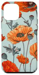 Coque pour iPhone 12 mini Motif coquelicot orange sur fond bleu clair