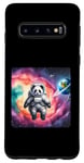 Coque pour Galaxy S10 Astronaute Panda flottant dans l'espace avec nébuleuse. Suit Planet