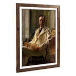 Big Box Art Framed Print of Cecilia Beaux Man with The Cat Design | Wall Art Picture | Home Decor for Kitchen, Living, Dining Room, Bedroom, Hallway, Office, Walnut, A2 / 24.5x18 Inch / 62x45cm