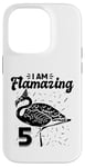 Coque pour iPhone 14 Pro I am Flamazing Fête d'anniversaire Flamant rose 5 ans