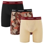 INNERSY Boxer Long Homme Extensible Caleçon Séchage Rapide en Maille sous-vêtement Sport Lot de 4 (M, Noir/Paisley/Jaune Pâle)