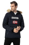 Geographical Norway Coconut Men Parka Longue Chaude Homme Automne Hiver - Manteau Impermeable Deperlant - Veste Capuche Fourrure Outdoor - Blouson Coupe Vent - Hommes (Marine M)