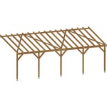 Carport adossé 8x3 - Tuilable pente 30% - Bois massif traité CL3 Marron - Robuste + Vis & pieds de poteaux réglables