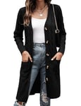 Aottori Gilet Long Femme Cardigan Manteau Veste Femme Chic et Elegant Automne Hiver Vêtements Noir S