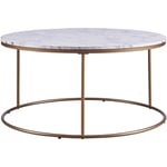 Teamson Home - Table basse ronde en bois effet faux marbre pieds métal doré laiton Marmo VNF-00075 - Jaune