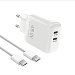 Äärimmäisen nopea laturi Samsung 45 W PD:lle USB-C-kaapelilla - valkoinen