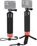 Poignée Flottante + Mini Trépied (Kit d' Accessoires) pour Caméra Sport, TH-18 Perche Etanche Compatible avec GoPro Hero 13/12/11/10/9/8/7/MAX, DJI Action et Autres Caméras d'action.[G20]